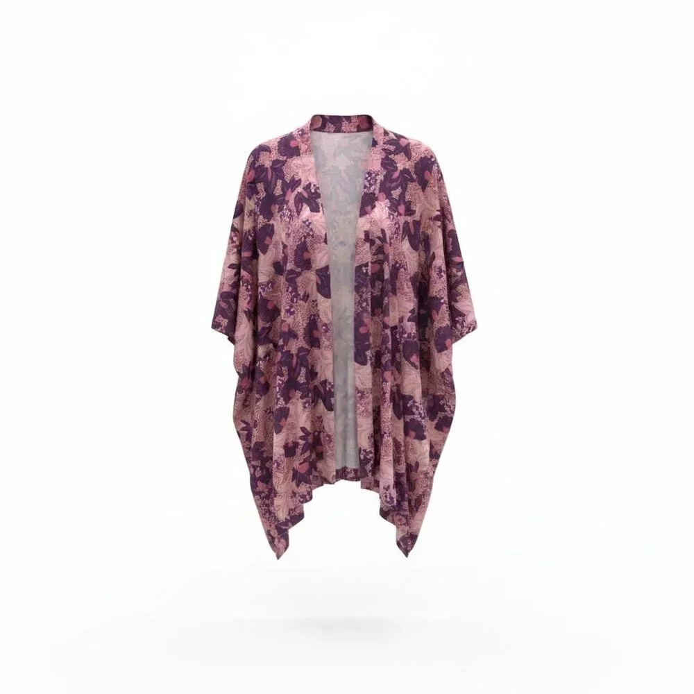 Greek Boutique Floral Kimono – One Size – Resort Boho Wrap - Picture 5 of 6